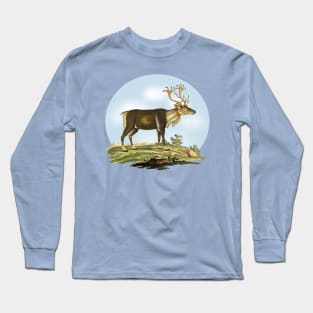 Reindeer Colorful Nature Illustration Long Sleeve T-Shirt